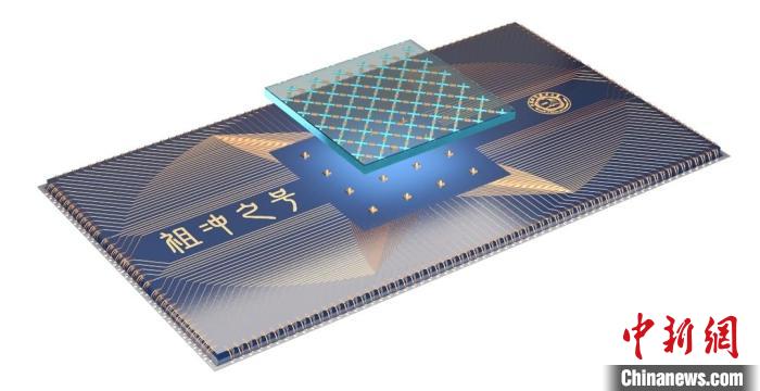 量子計(jì)算芯片示意圖。